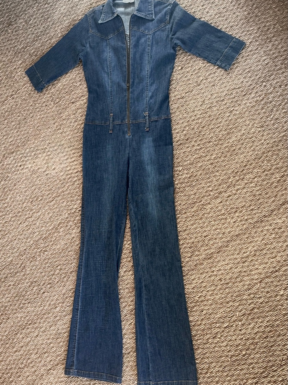 Dark Blue Denim Zip Jumpsuit